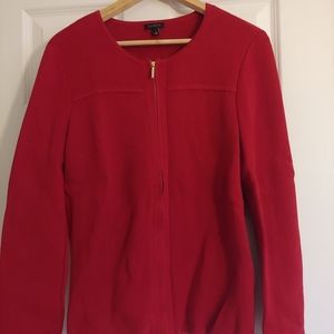 Red long sleeve zip up sweater